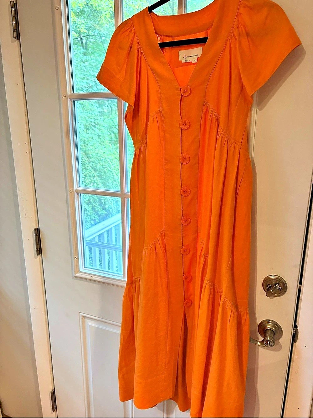 Anthropologie Orange Button-Front Midi Dress Like New